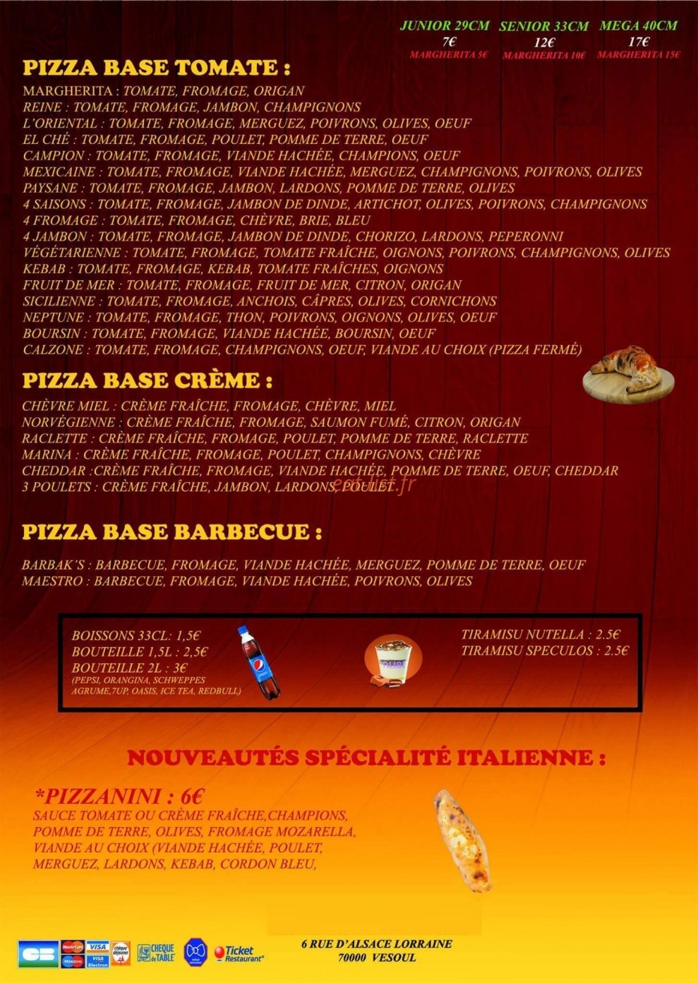 AlloTacos and Pizza — carte page 4