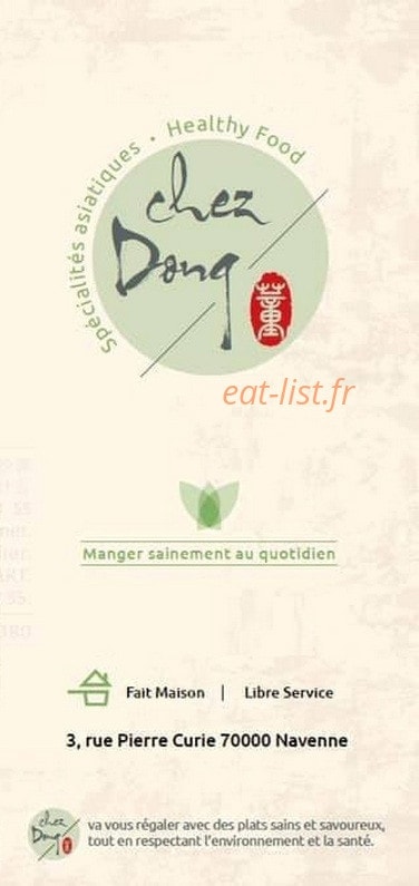 Chez Dong — carte page 1