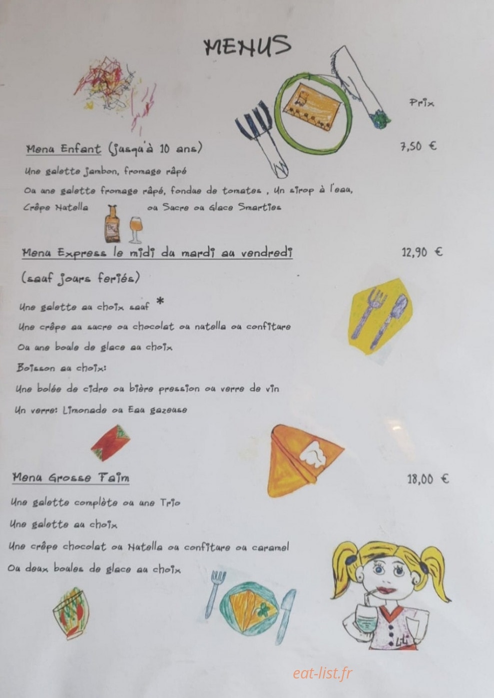 La Crêperie des gosses — carte page 6