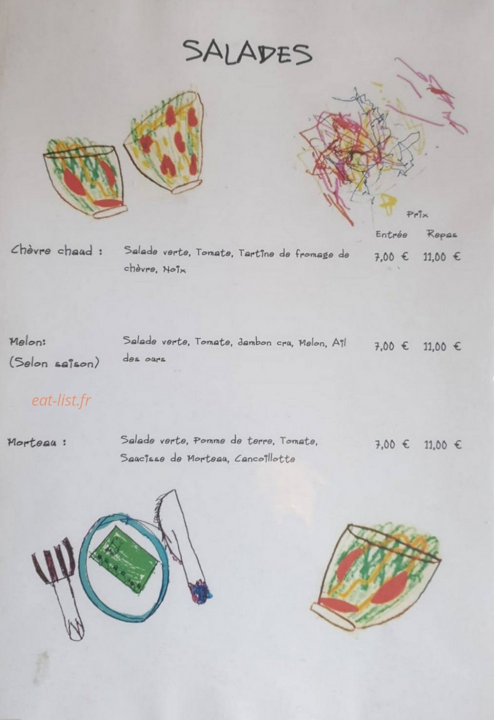 La Crêperie des gosses — carte page 7