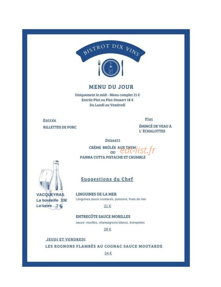 Le Bistrot Dix Vins — carte page 2