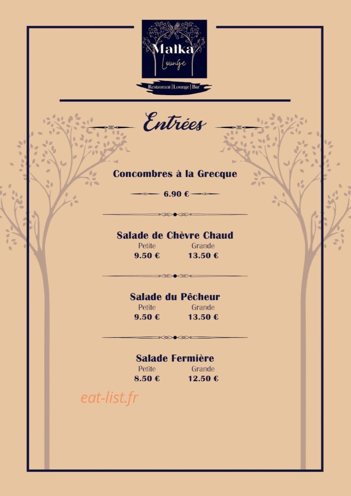 Matka Lounge — carte page 1