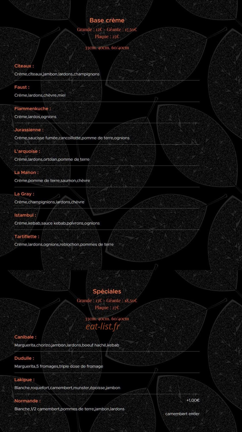 Family pizza — carte page 2