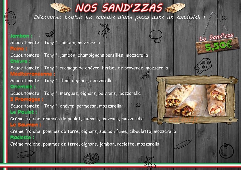 Tony'pizz — carte page 1