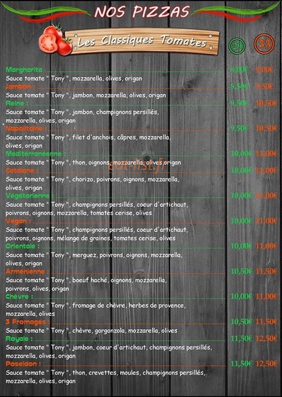 Tony'pizz — carte page 2
