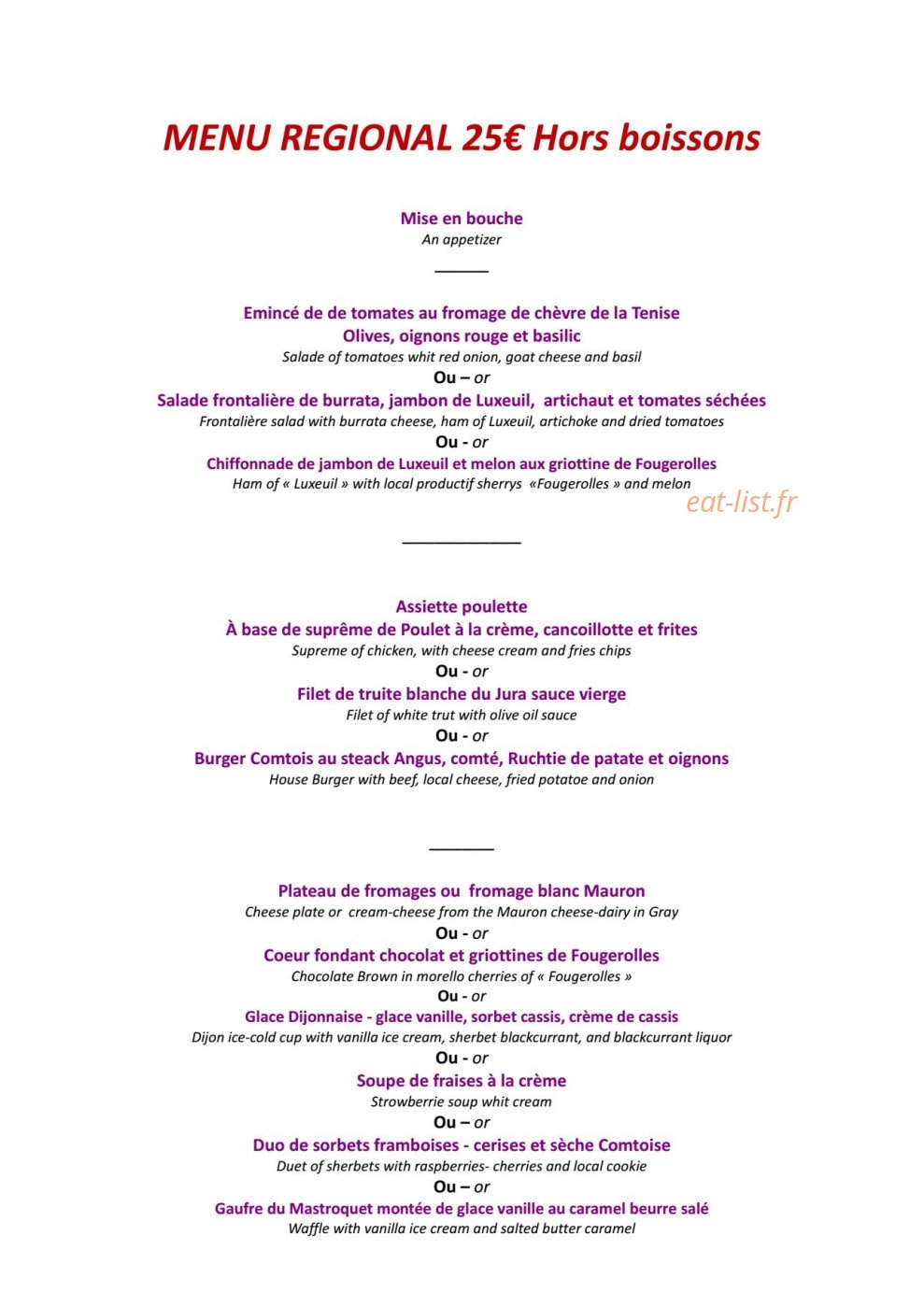Au Mastroquet — carte page 1