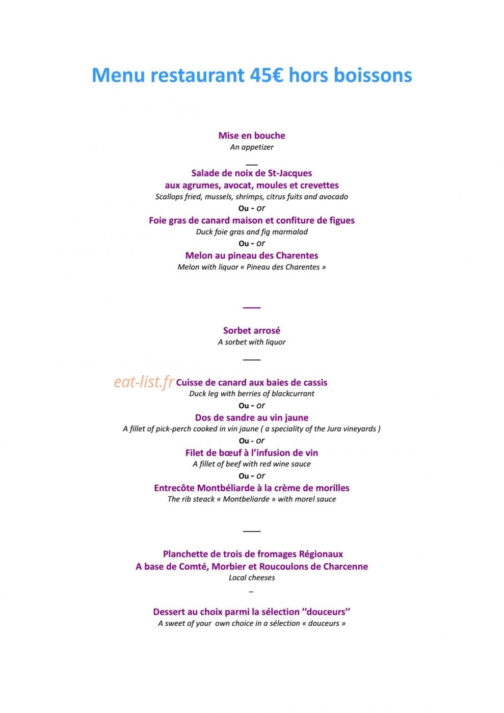 Au Mastroquet — carte page 3