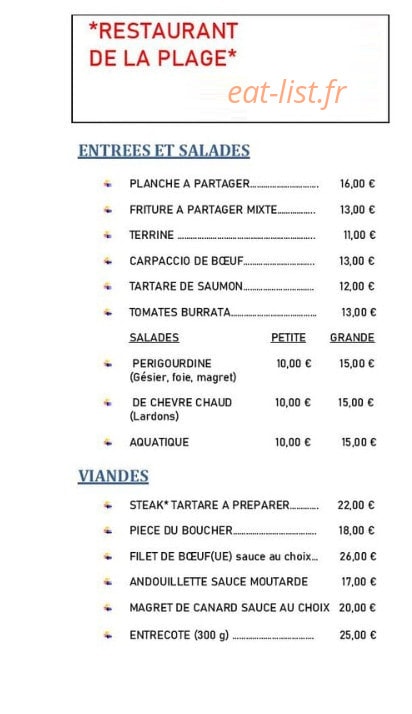 La Plage — carte page 1