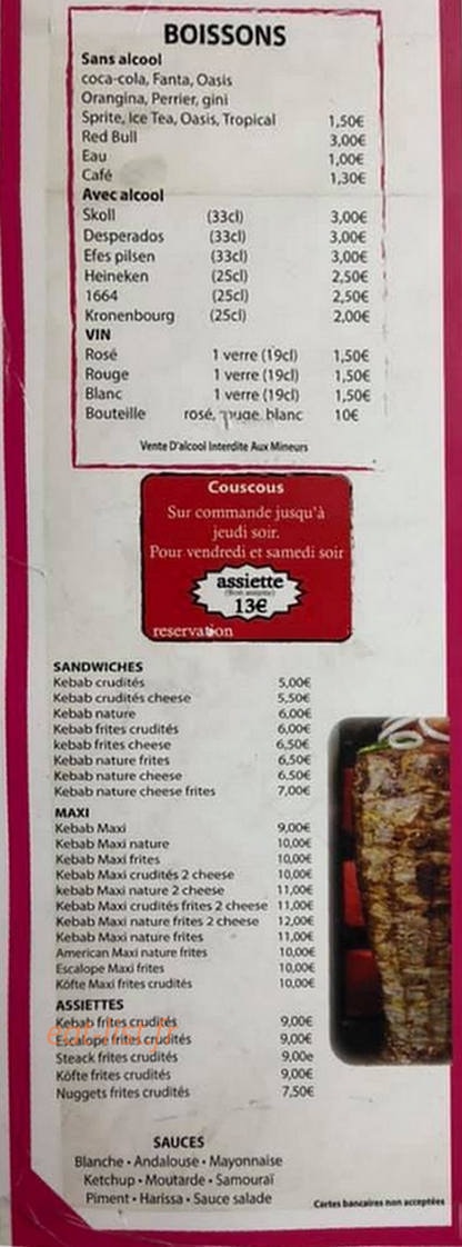 Delicieux Kebab — carte page 2