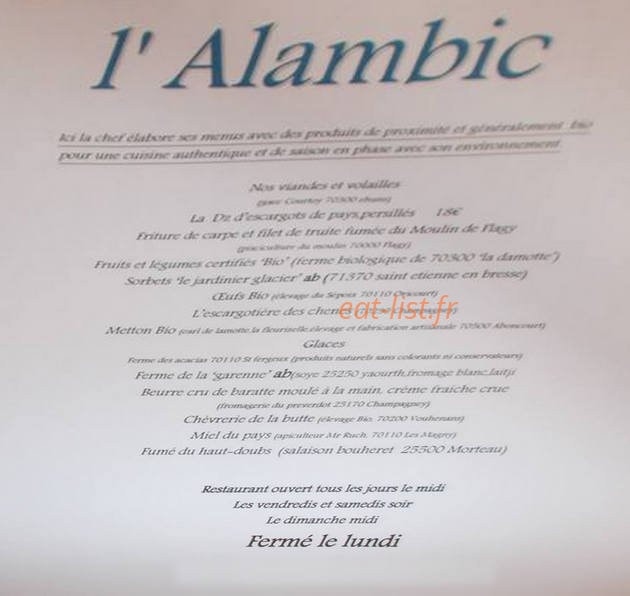 L'Alambic — carte page 1