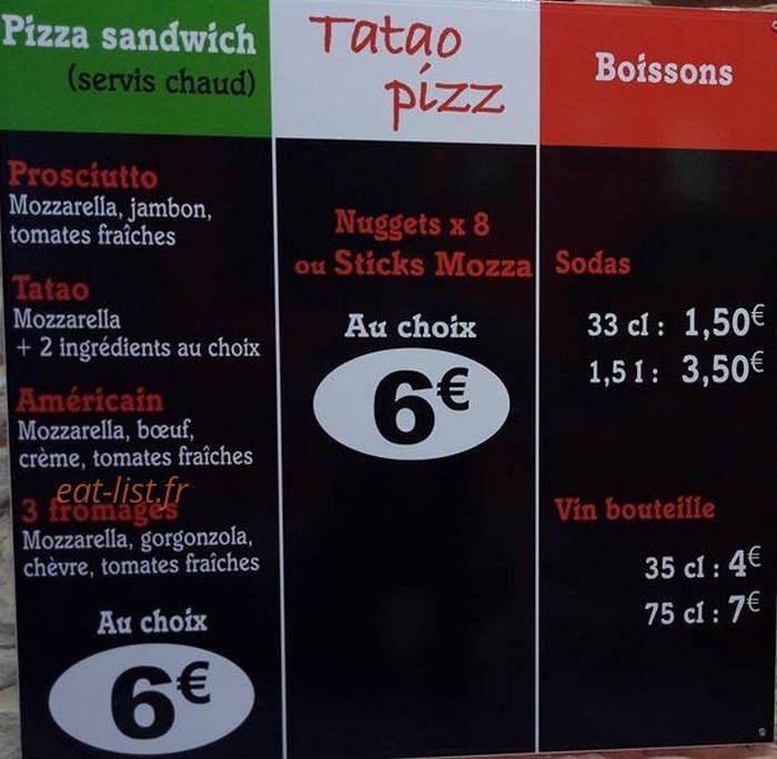 Tatao Pizz — carte page 2