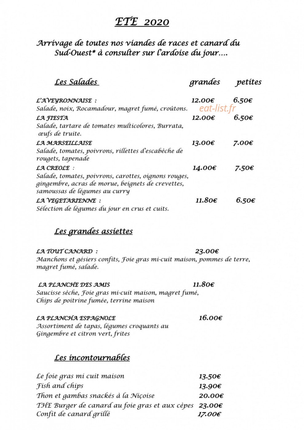 La p'tite note — carte page 1