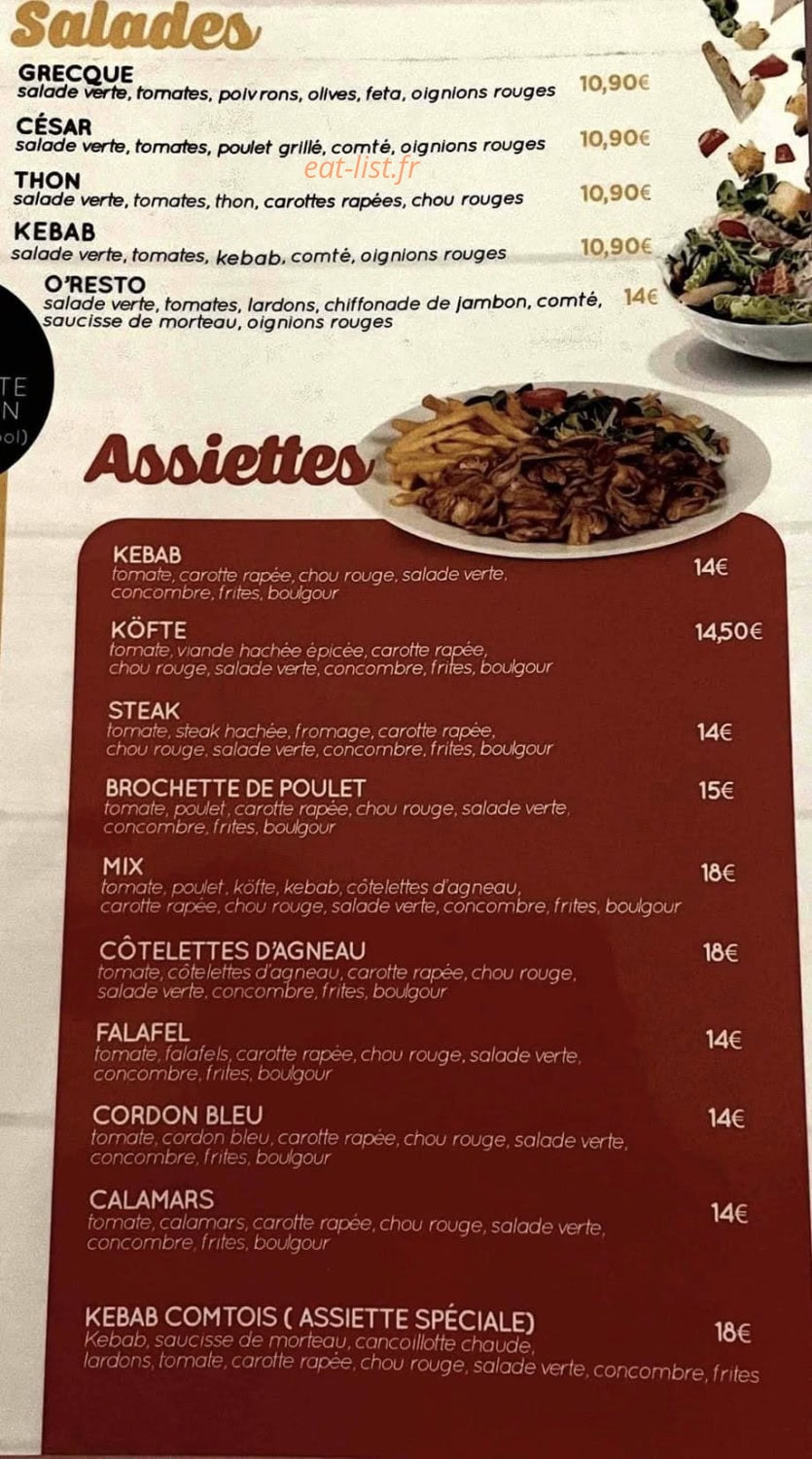 O'Resto — carte page 3