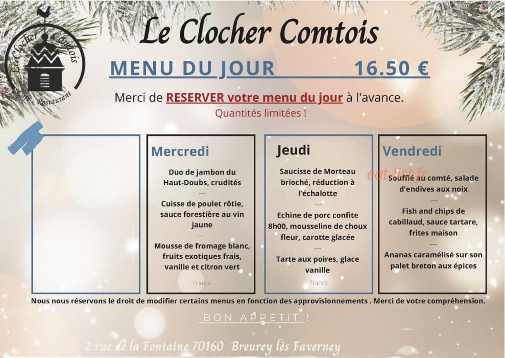 Le Clocher Comtois — carte page 1