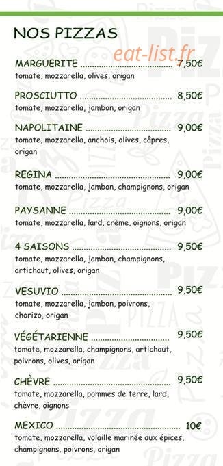 L'Appel à Pizza — carte page 2