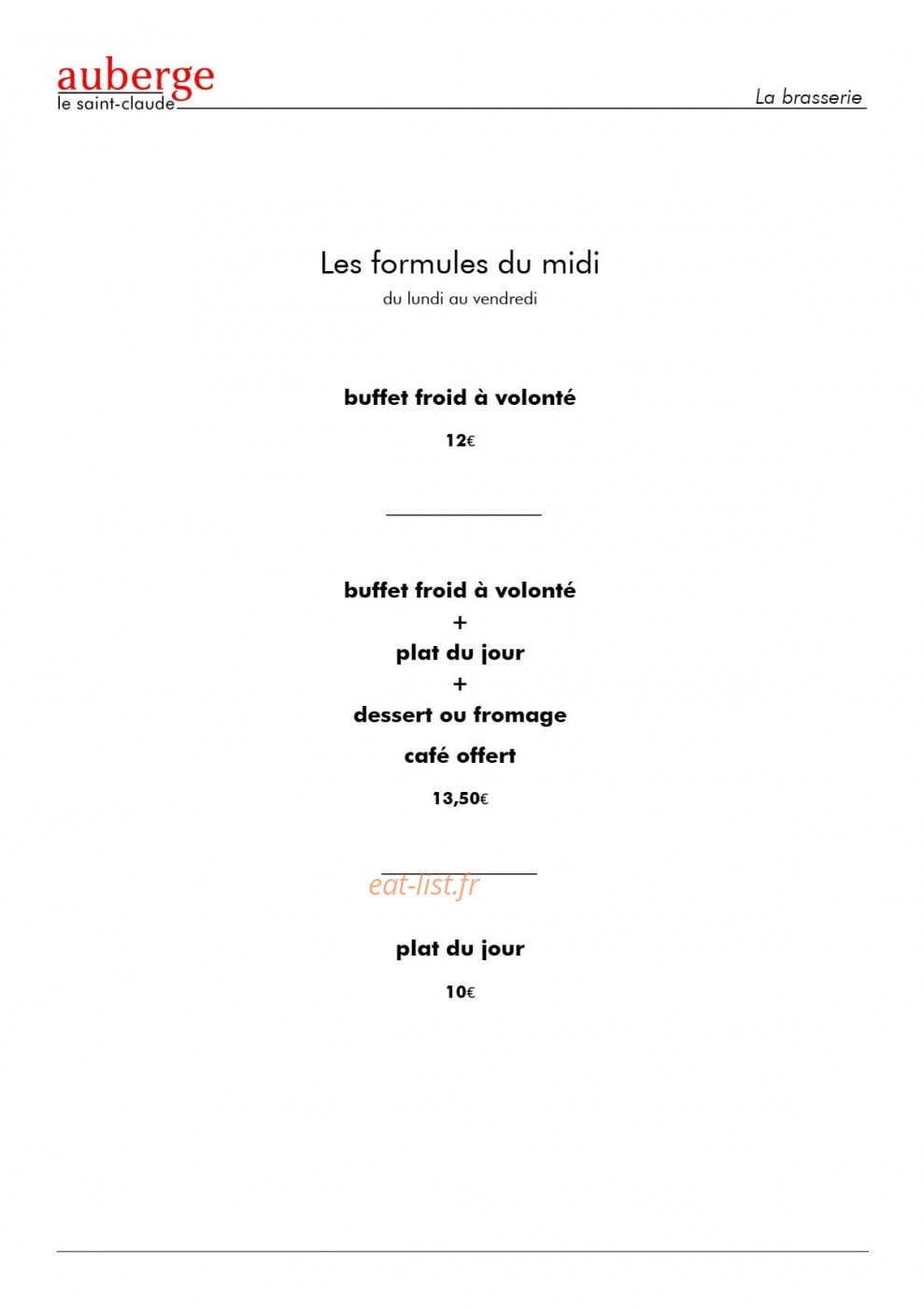 Auberge le Saint Claude — carte page 7