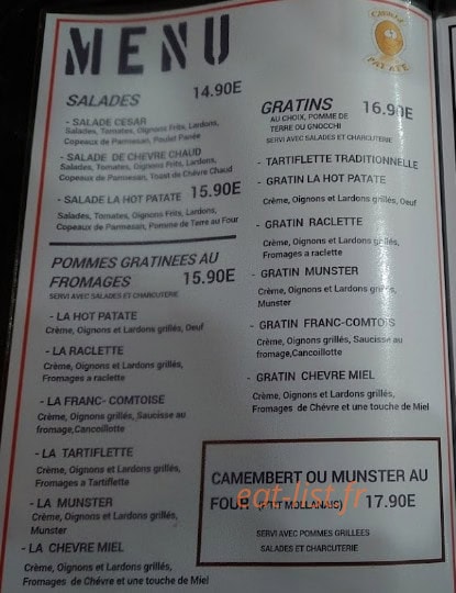 La hot patate — carte page 1