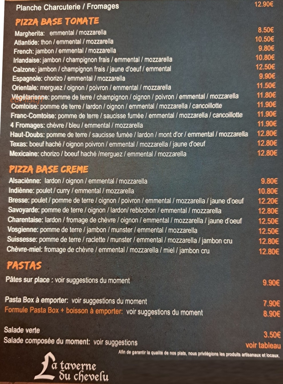 La taverne du chevelu — carte page 1