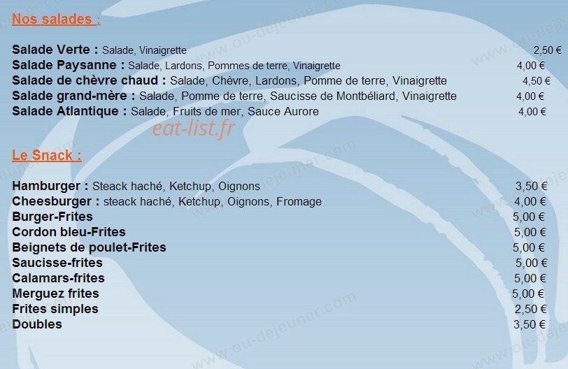 Sergio Pizza Show — carte page 2