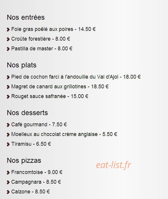 Aux Saveurs du Soleil — carte page 1