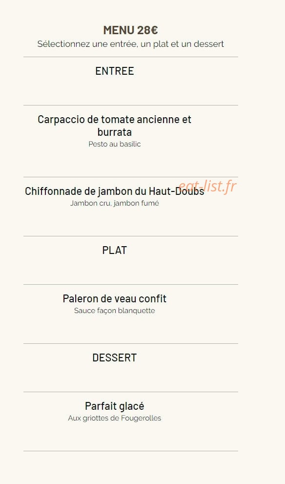 Restaurant Bellevue — carte page 2