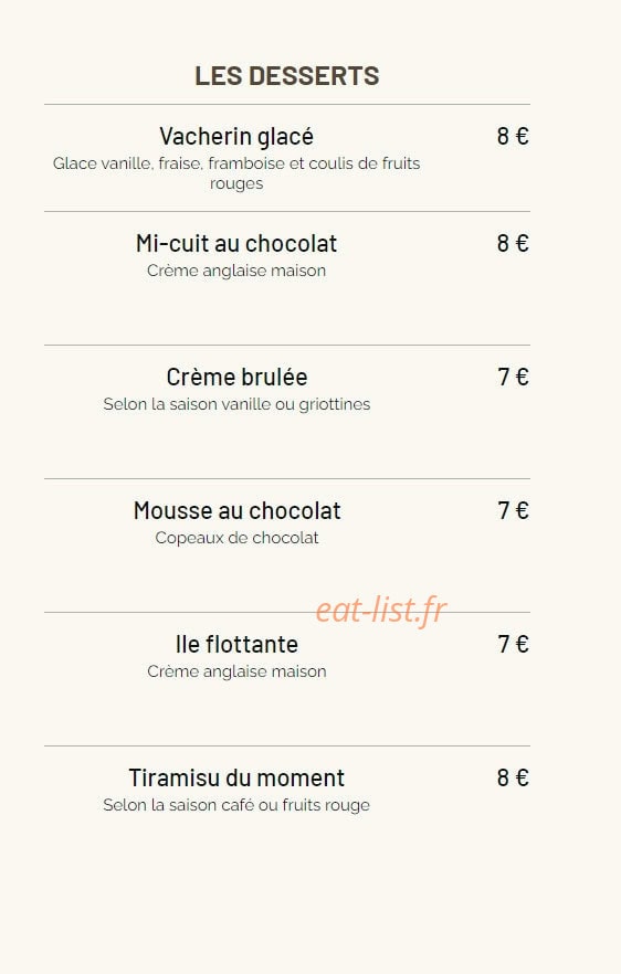 Restaurant Bellevue — carte page 5
