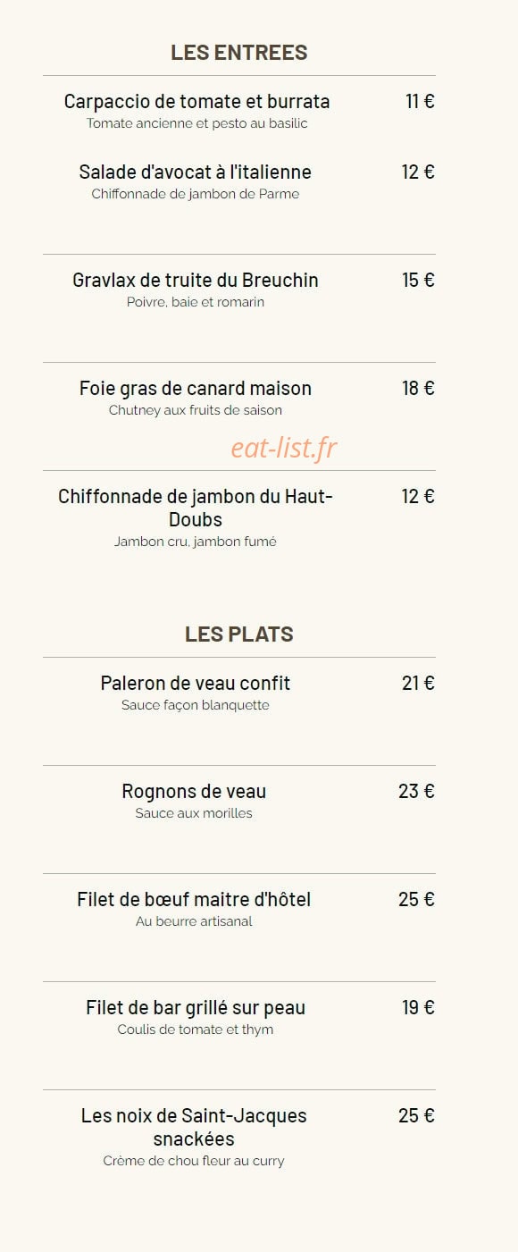 Restaurant Bellevue — carte page 4