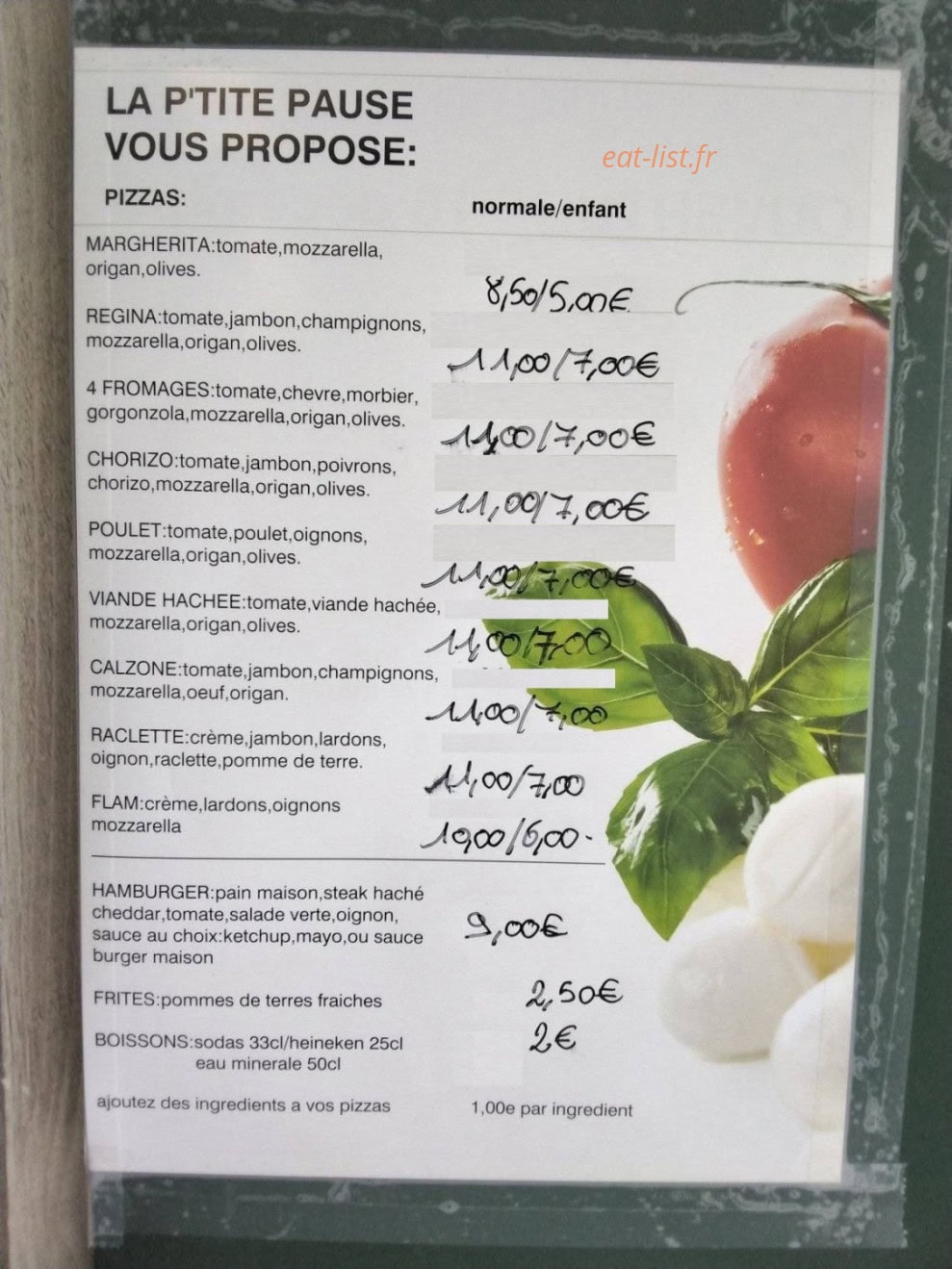 la p'tite pause — carte page 1