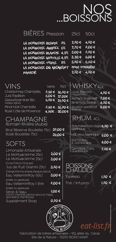 Le Franc Brasseur — carte page 2