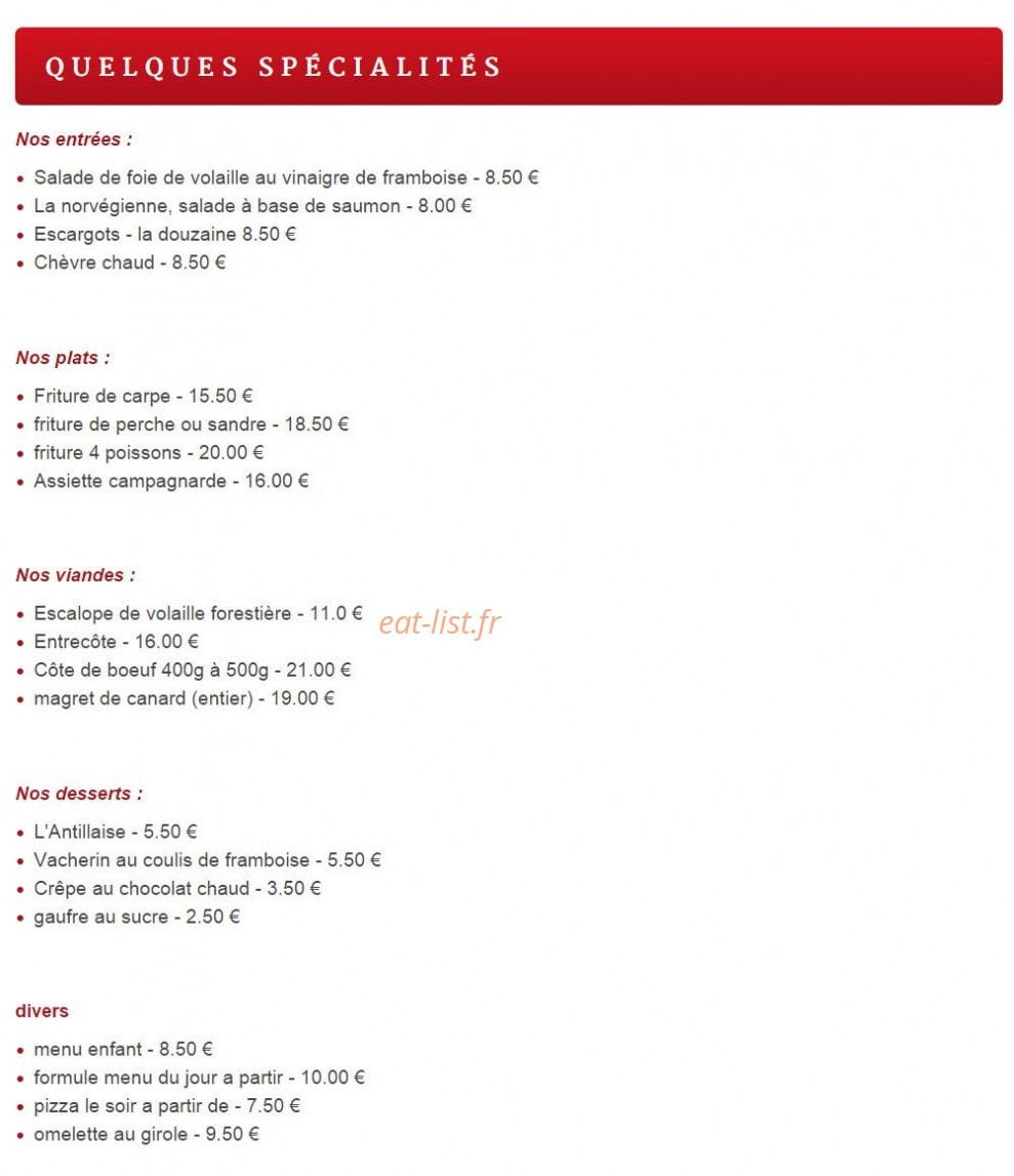 Le Relais Campagnard — carte page 1