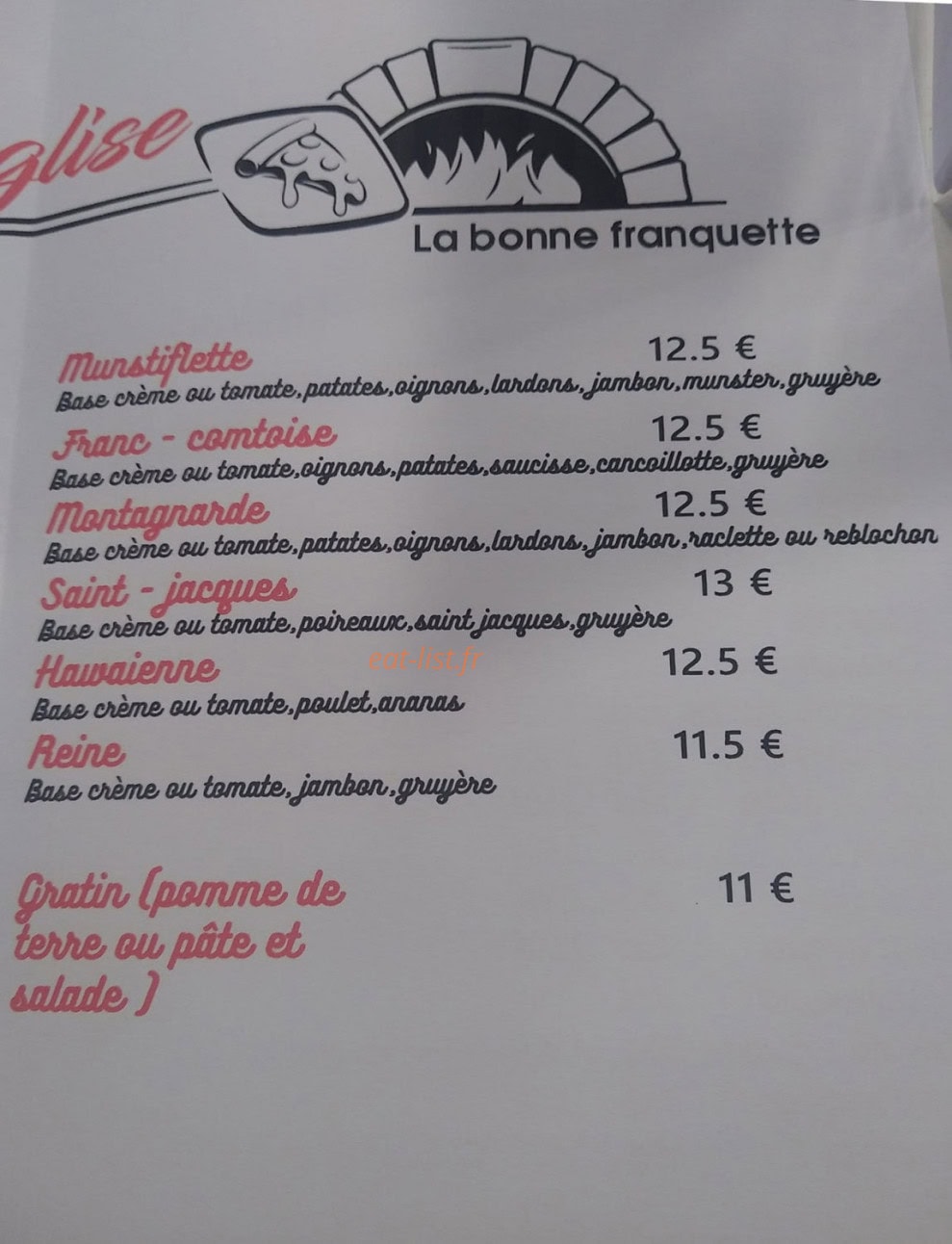 Pizzeria de l'église — carte page 2