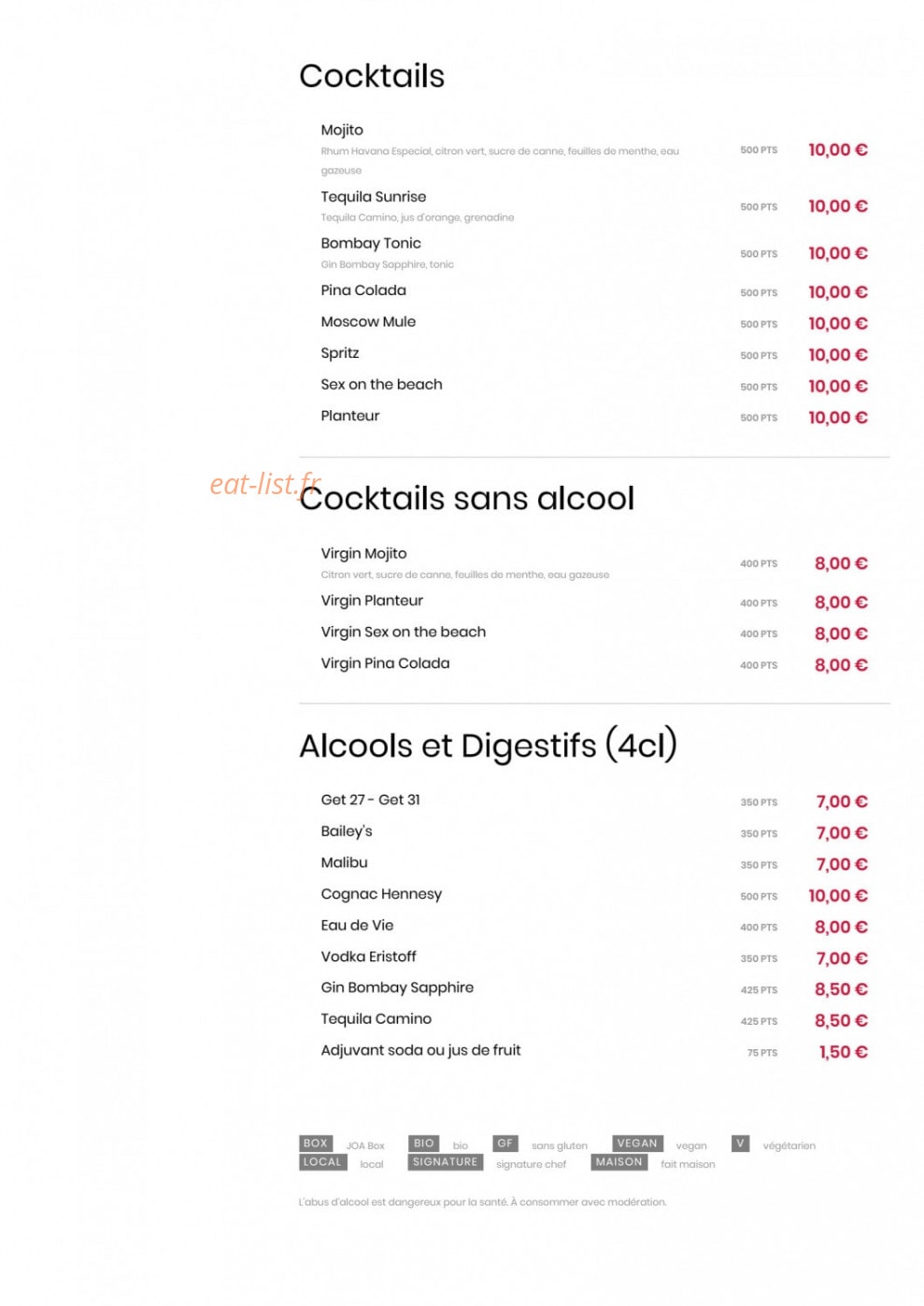 Le Comptoir JOA — carte page 8