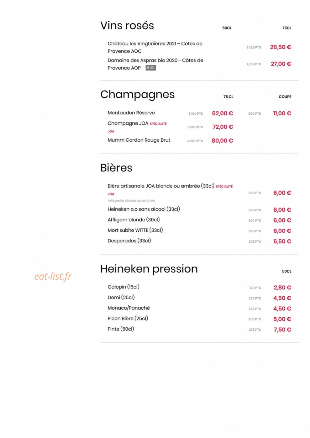 Le Comptoir JOA — carte page 6