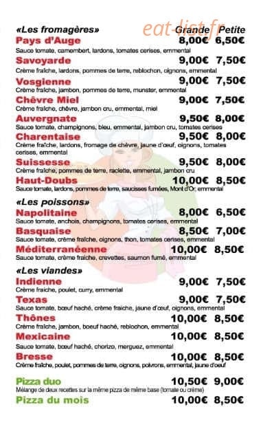 Rémi et Nanie Pizz — carte page 2
