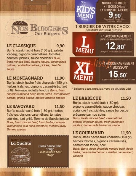 le burger bar — carte page 2