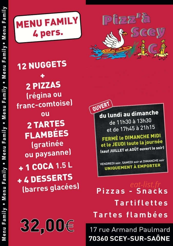 carte et menu Pizz a scey iciScey sur Saone et Saint Albi