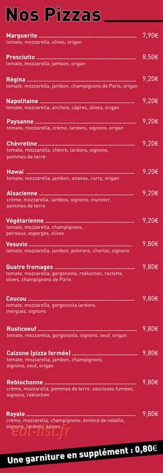 Carte et menu de Pizz a scey ici à Scey-sur-Saône-et-Saint-Albin — les pizzas