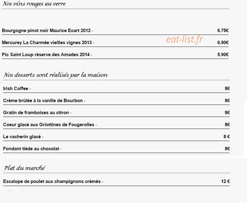 Auberge Fleurie — carte page 2