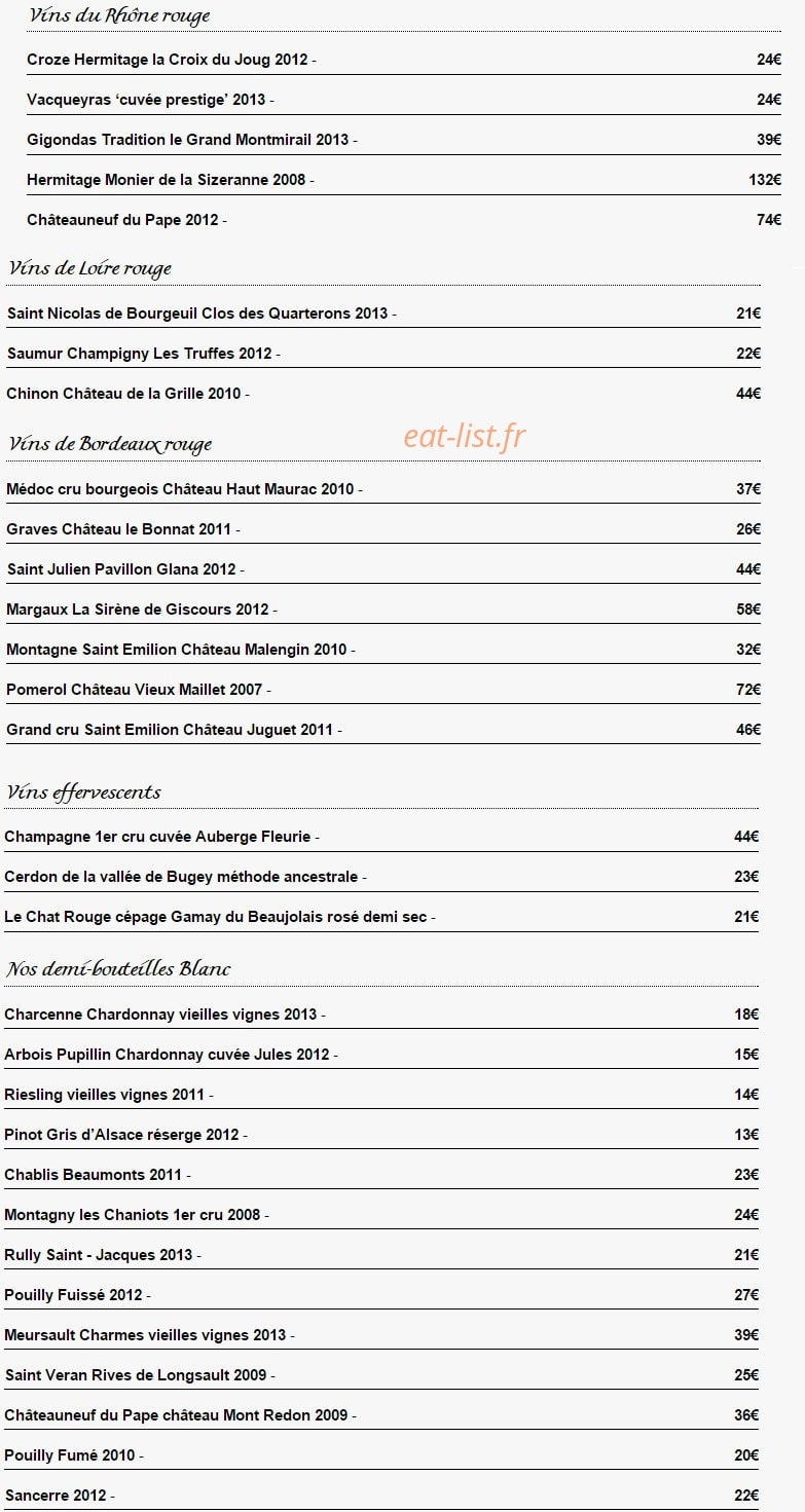 Auberge Fleurie — carte page 6