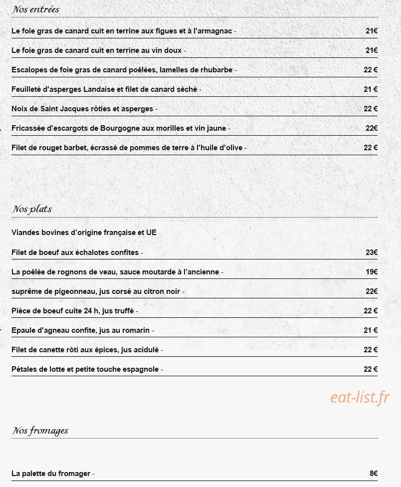 Auberge Fleurie — carte page 3