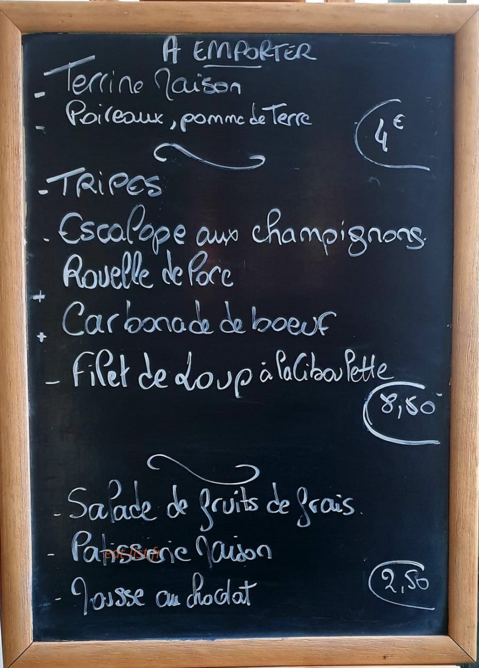 La Petite Fringale — carte page 1