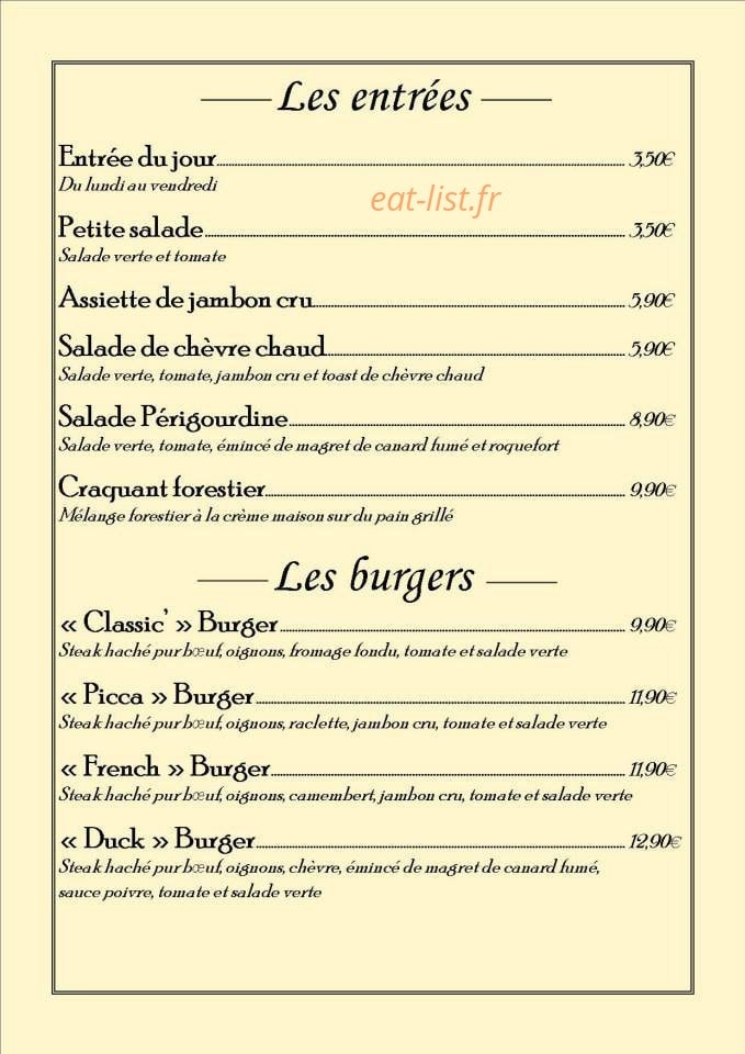 Le Piccadilly — carte page 1