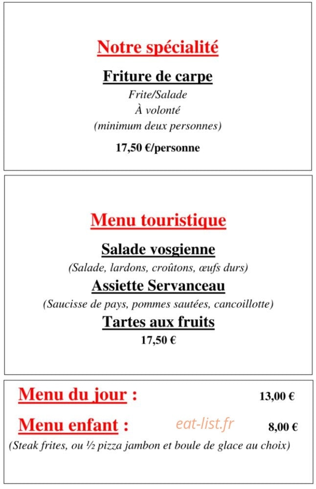 Restaurant du tourisme — carte page 1