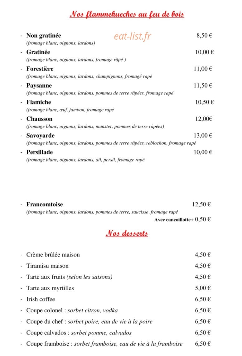 Restaurant du tourisme — carte page 6