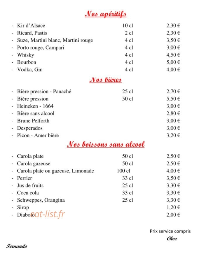 Restaurant du tourisme — carte page 2