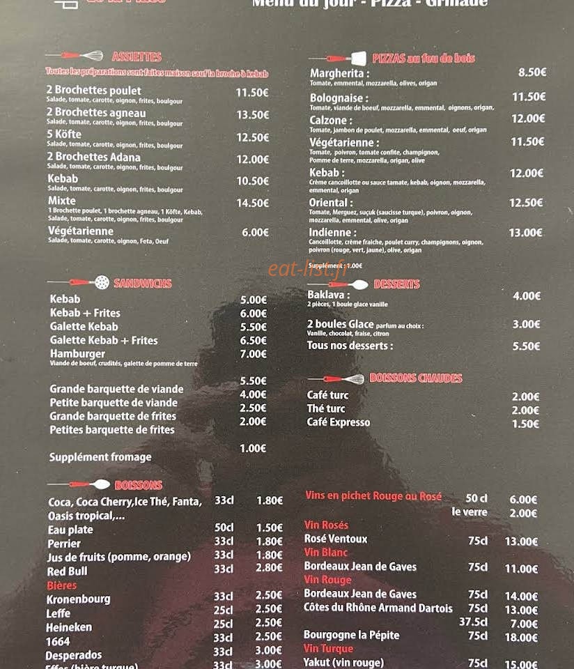 Restaurant de la place — carte page 1