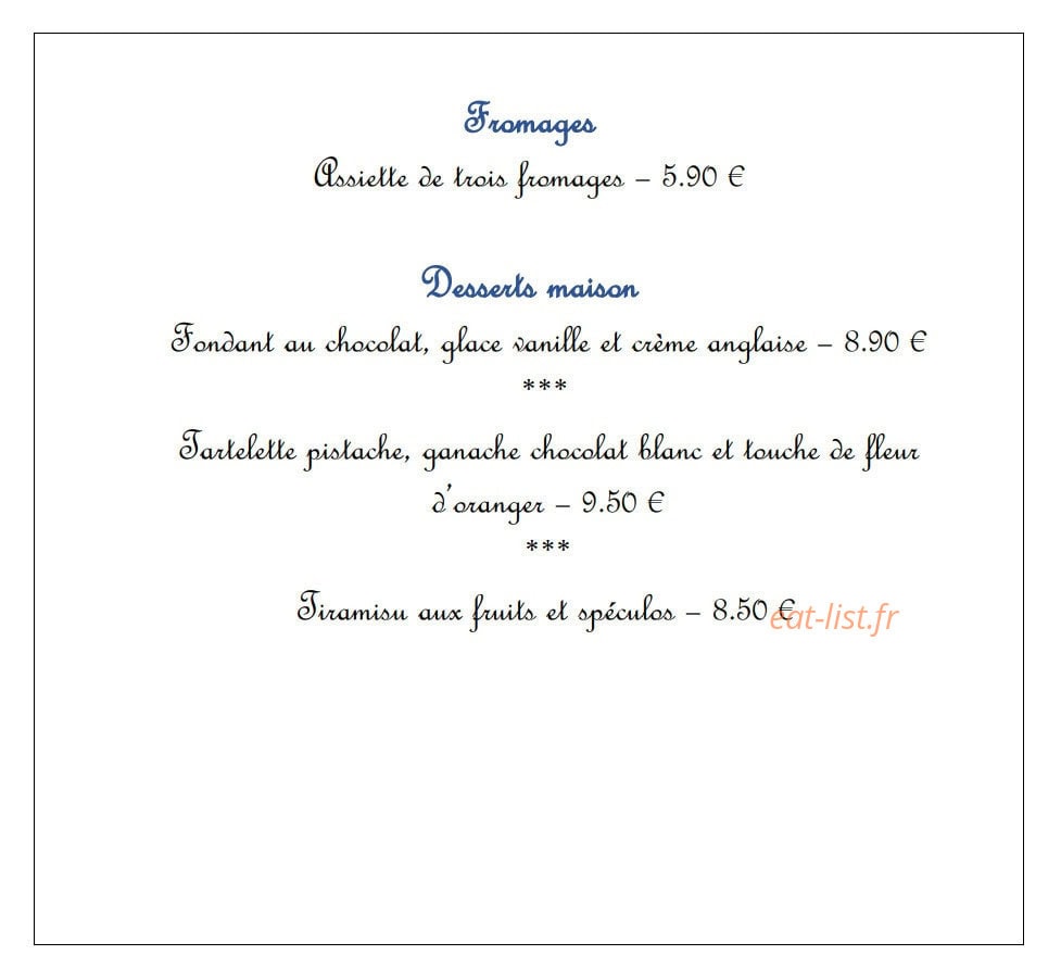 Restaurant Félicie — carte page 3