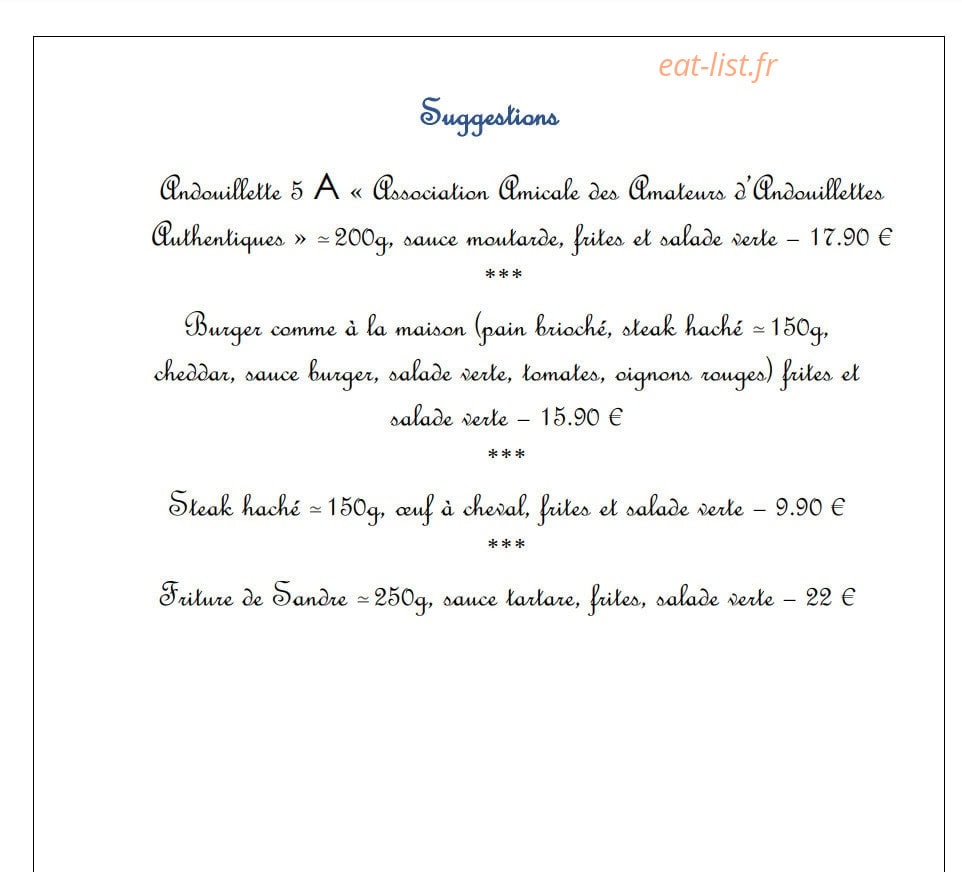 Restaurant Félicie — carte page 4