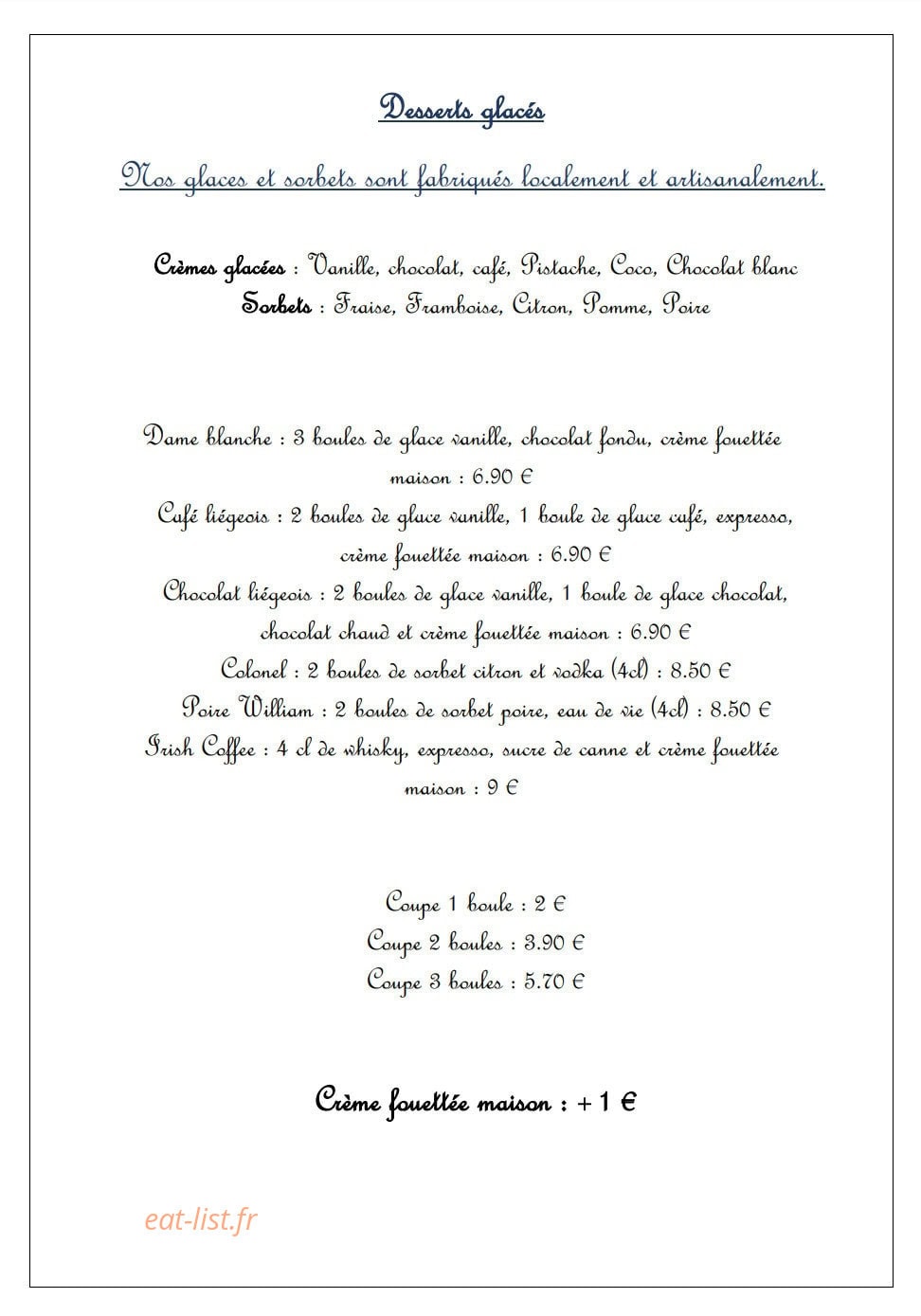 Restaurant Félicie — carte page 6