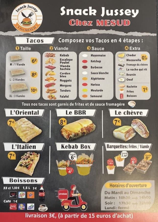 Chez Mesud kebab — carte page 1